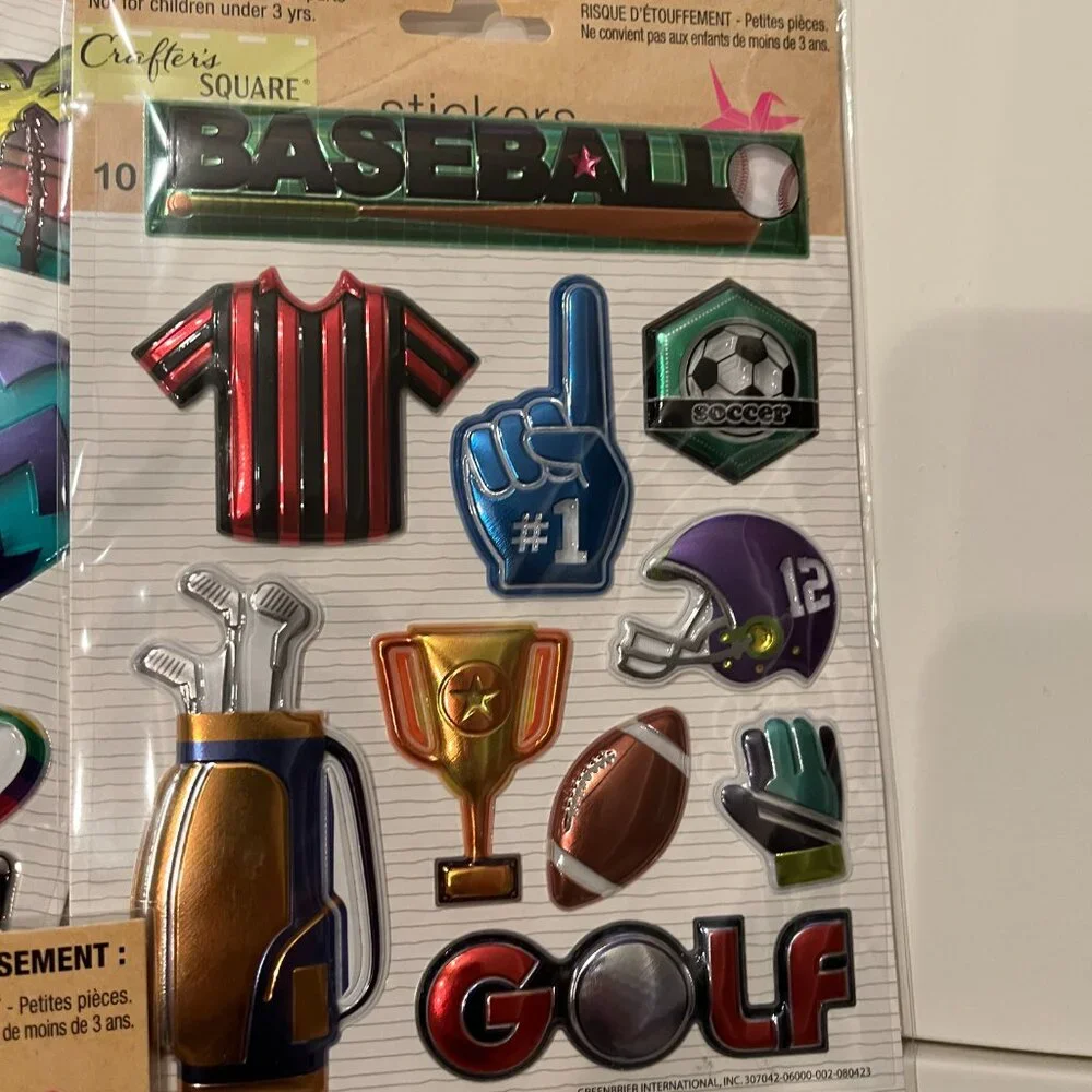 Metallic Puffy Stickers (10 Packs) Llamas,‎ Trave,l 80s, Sports (NEW)